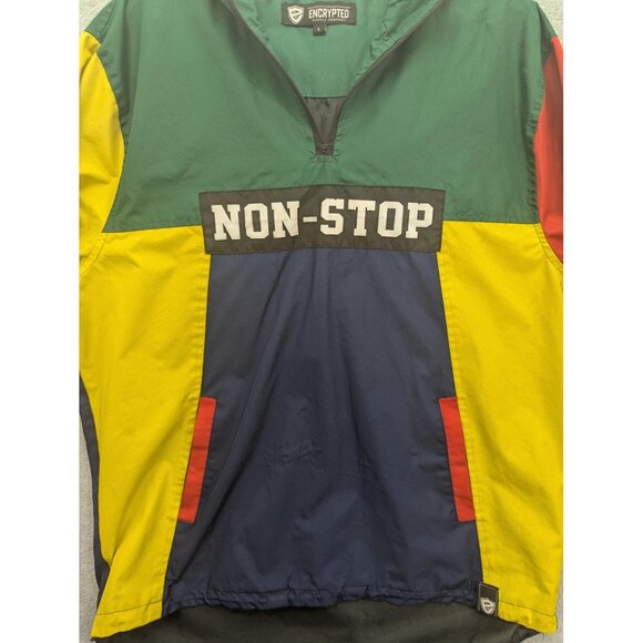 Encrypted Supply Jacket Mens Large Colorblock NON-STOP Hooded Windbreaker - Picture 2 of 10